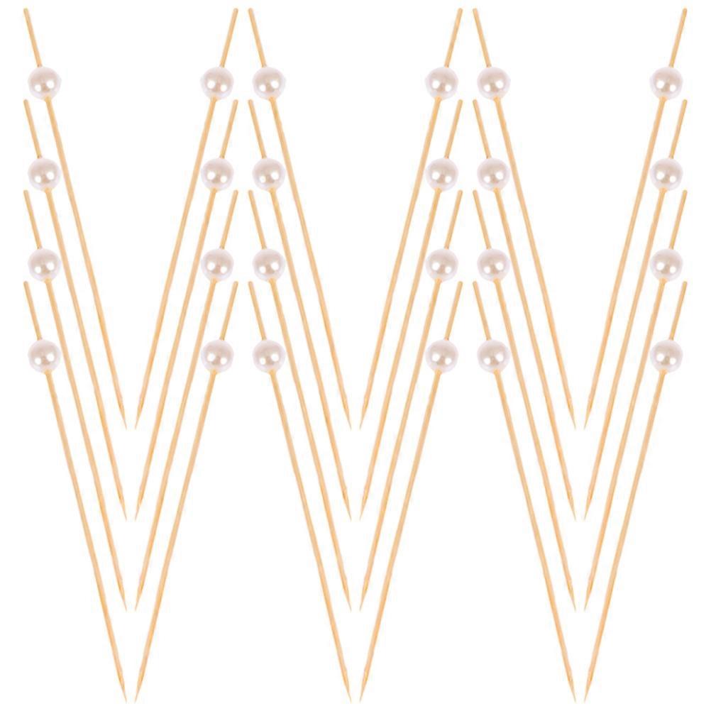 Bamboo Pearl Topper Cocktail Picks for Decor with White Color and Large Quantity 100Pcs