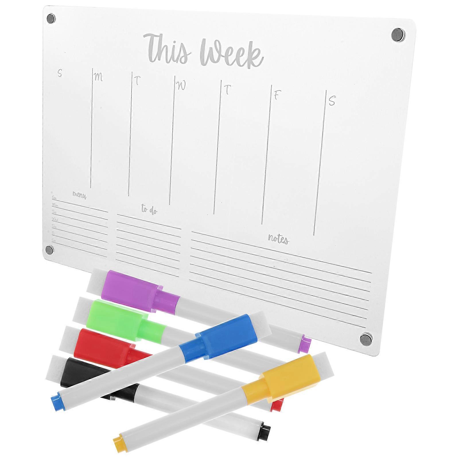 Clear Dry Erase Message Board For Daily Schedule And Office Use 11.67X8.25X0.39in Magnetic Design Reusable 1Set