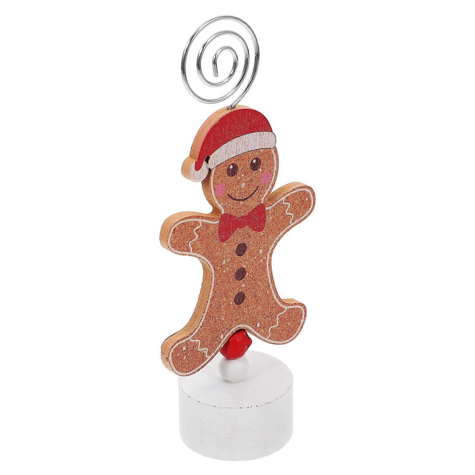 Table Number Holders Gingerbread Holder Holiday Table Setting Desk Decoration Chocolate Wood Card Holding 1Pack