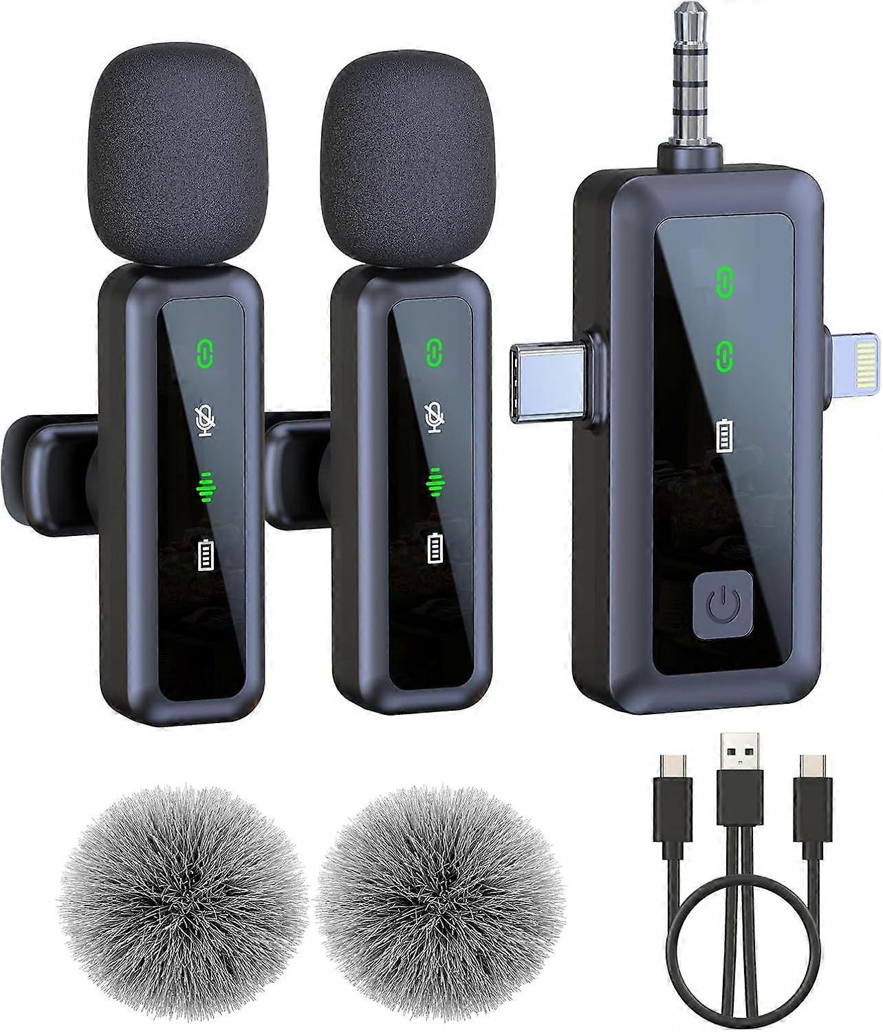 Wireless Lavalier Microphone for iPhone, Android, Camera, 2 Mini Lavalier
