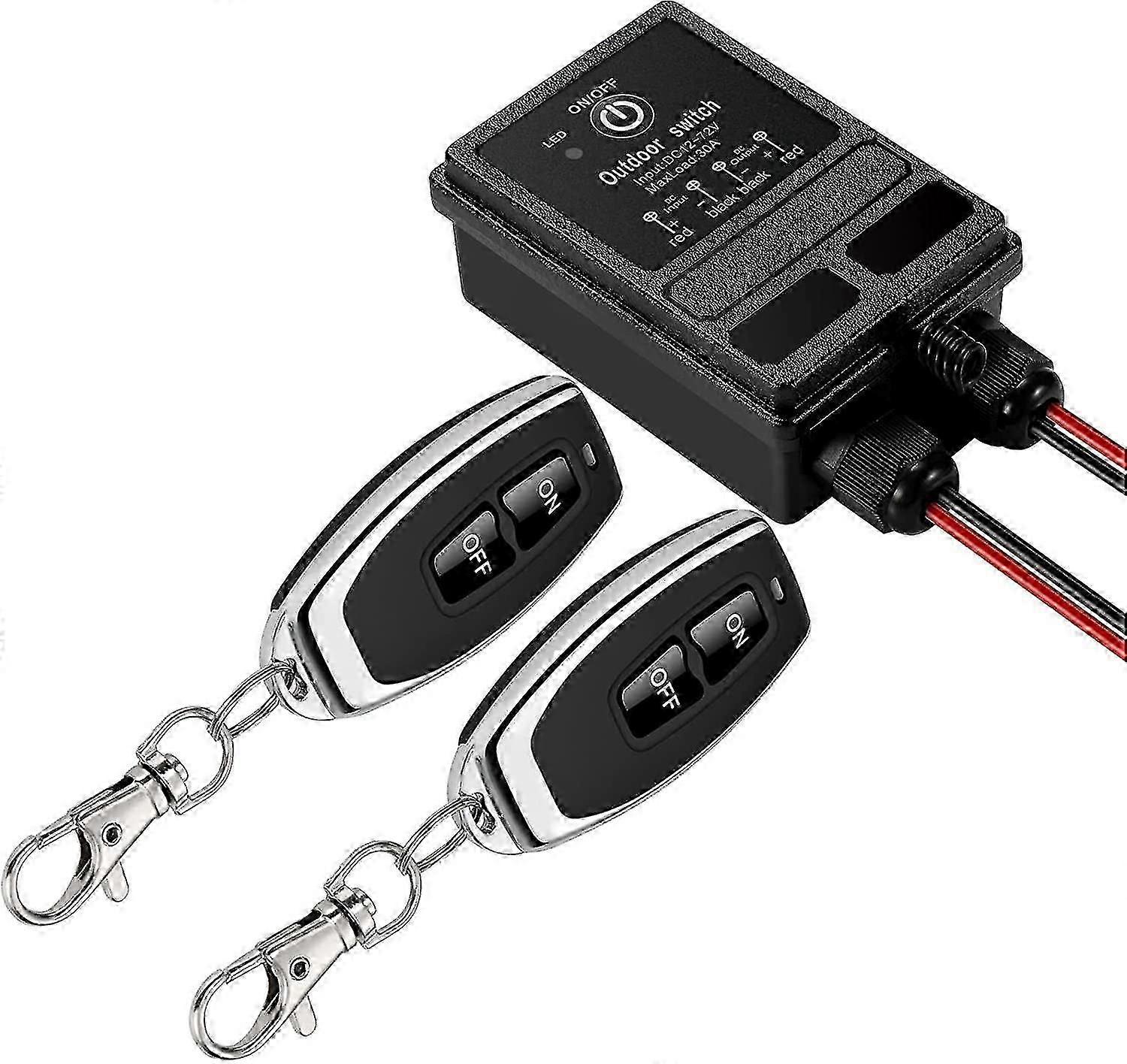 Wireless Remote Switch, Rf Dc 12v/24v/48v/72v Remote Switch, 40a Relay, 328ft Long Harness.