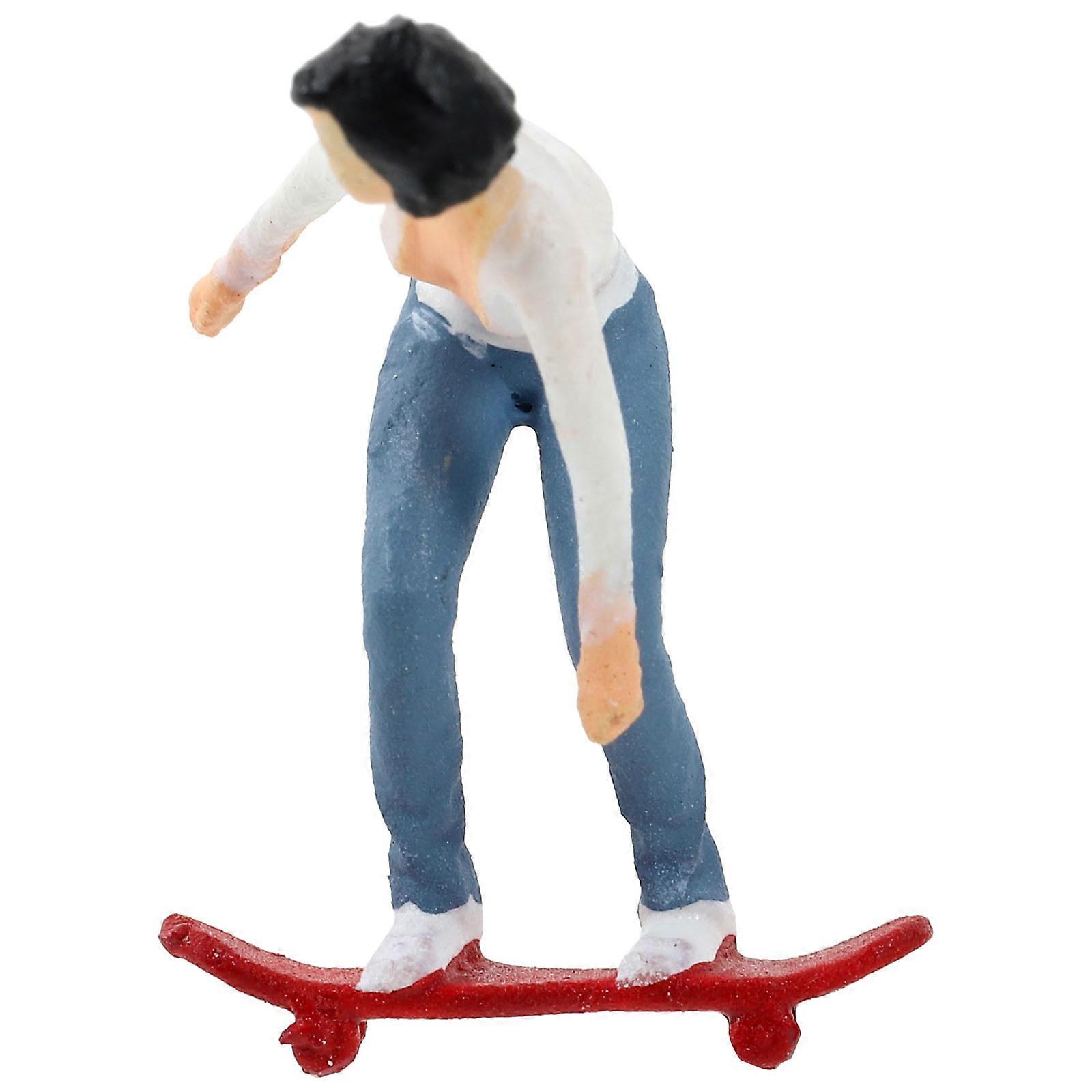 Skateboard Girl Figurine Resin Decoration for Toy Room Assorted Color Great 3.5 Inch