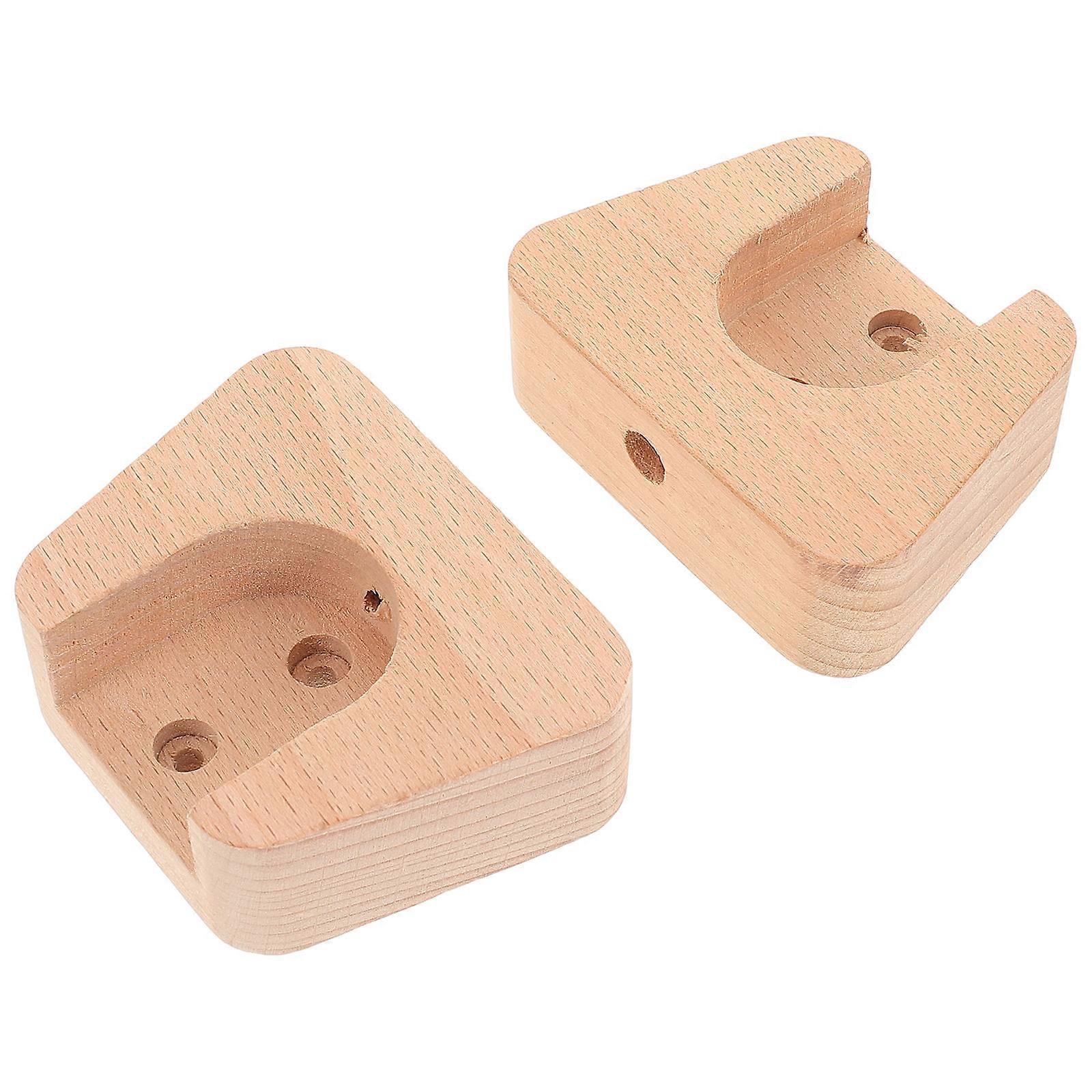 2pcs Wooden Curtain Rod Holders Mounting Brackets Support Hooks Removable Curtain Rod Holders
