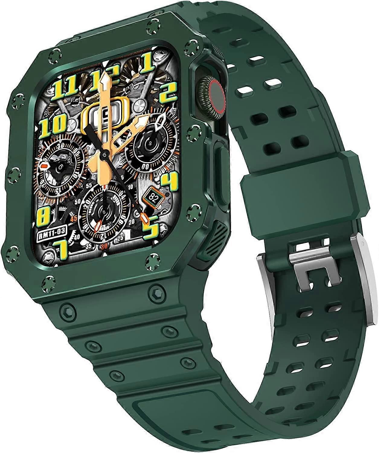 Upgrade Kit Metal Bezel Silicone Band for Apple Watch Series 7 8, 40 mm, 45 mm, Shockproof Case (Color: F, Size: 38/40/41 mm)