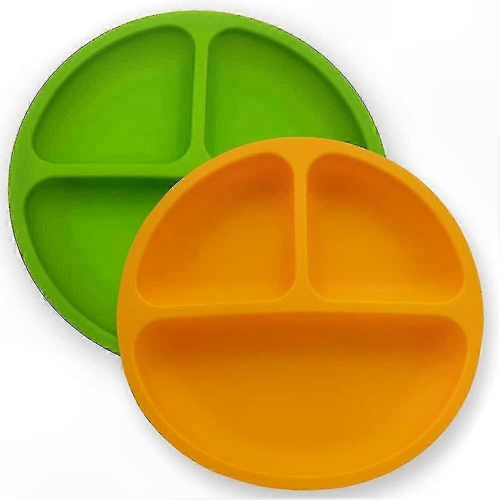 Silicone Baby Plates Set of 2 Toddler Feeding Bowls with Separate Compartments for Weaning and Snacks