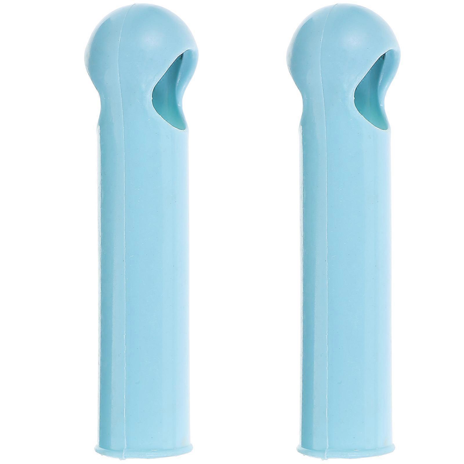 Broom Handle Parts Mop Stick Handle Grip Replacement Plastic Sky-Blue 10X2.5CM Hangable Design 2Pcs
