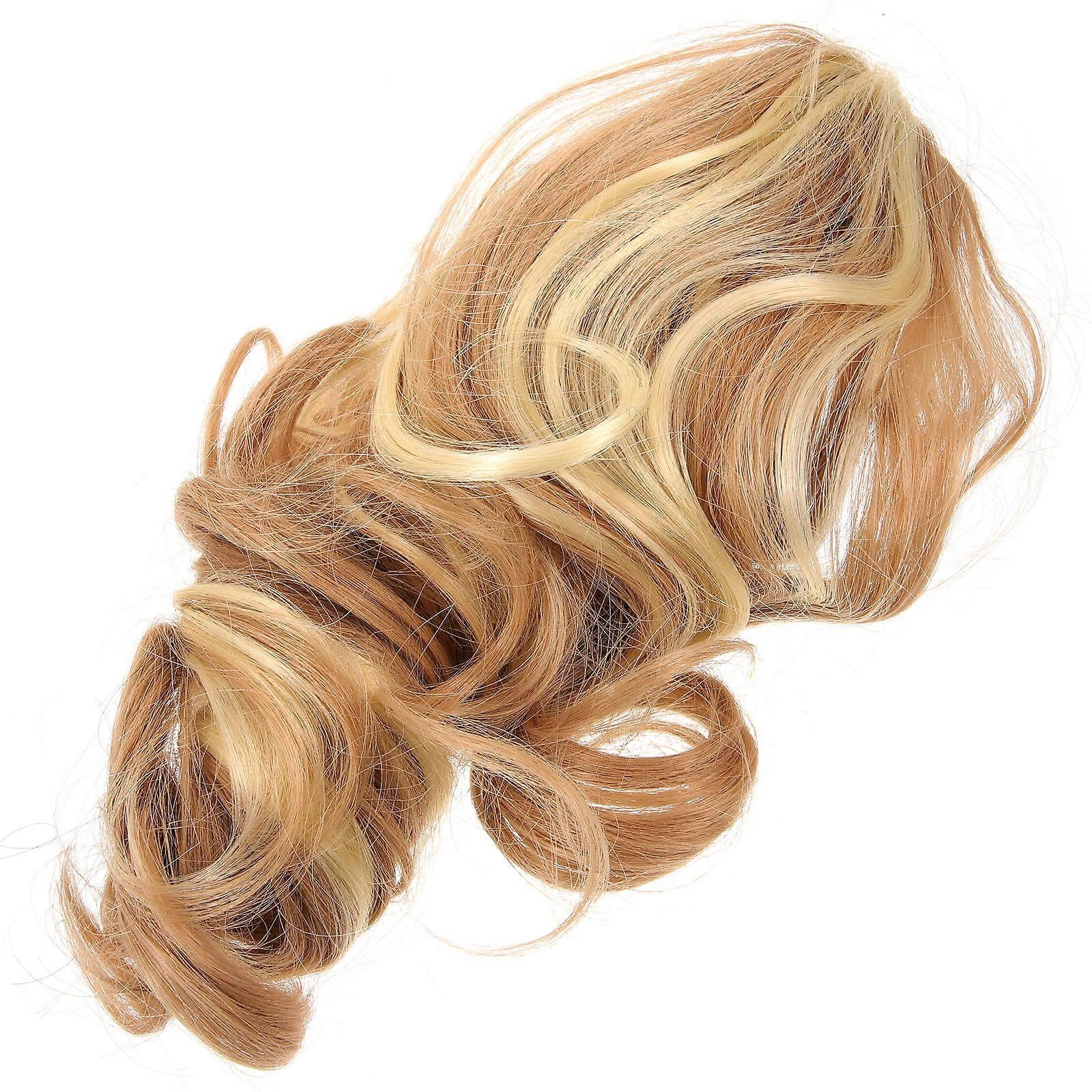 Claw Clip Curly Hair Extensions Natural Looking Long Hair Pieces for Women Khaki High Temperature Fiber