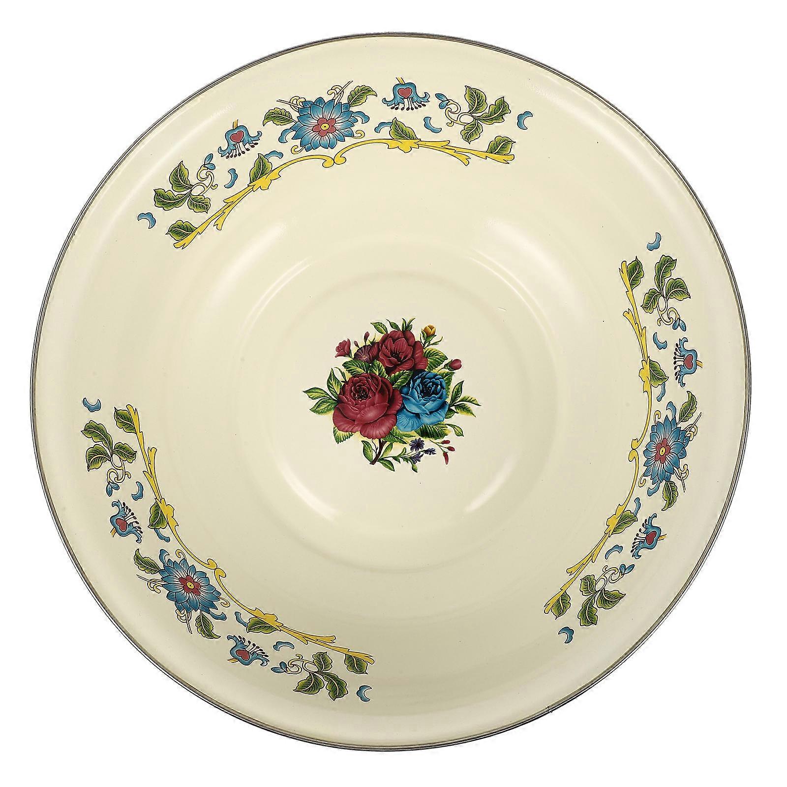 Vintage Enamel Soup Basin Set Storage Washbasin Kitchen Gadget