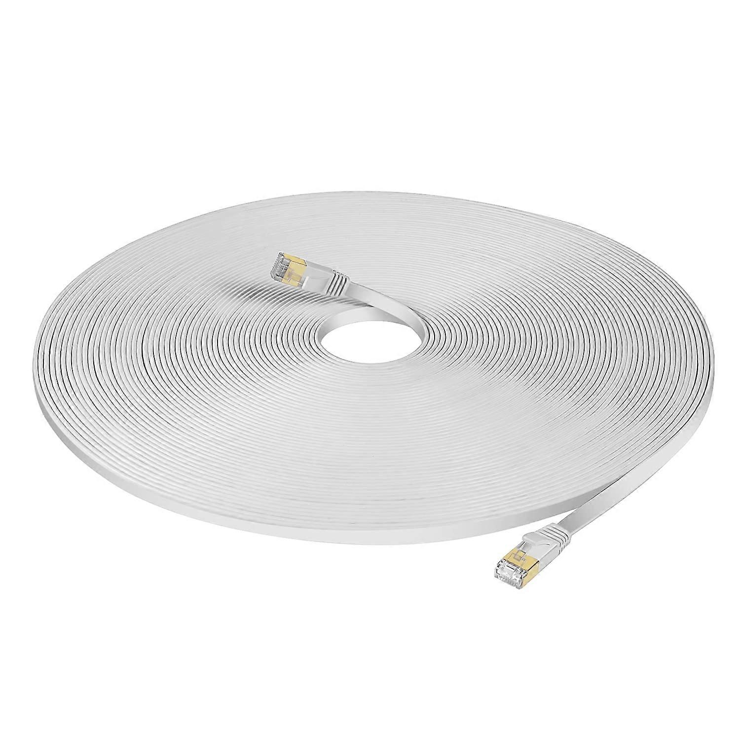 Cat 7 Ethernet Cable 5m Flat Internet Patch Cable, 10 Gbps 600 MHz Compatible with Router, Switch, Modem, PC, White