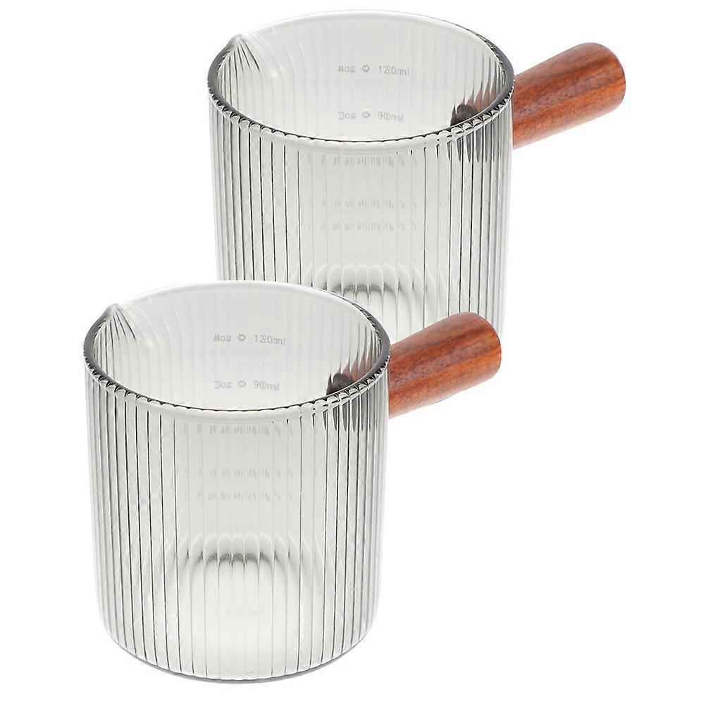Glass Pitcher with Wooden Handle for Home Use Multi Practical and 2pcs Small