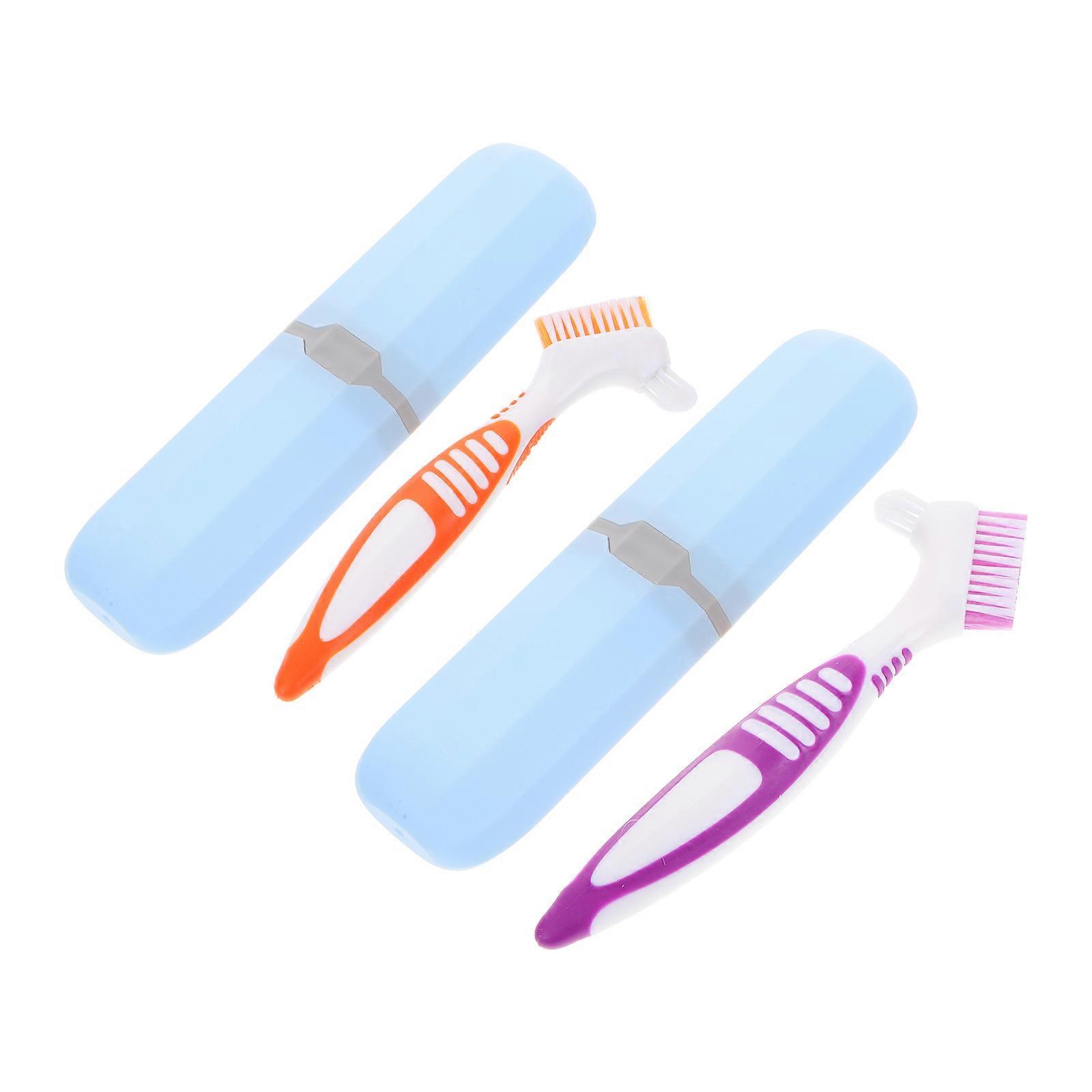 Portable DoubleSided Travel Toothbrush Container for Dentures and Braces Cleaning Assorted Color Plastic