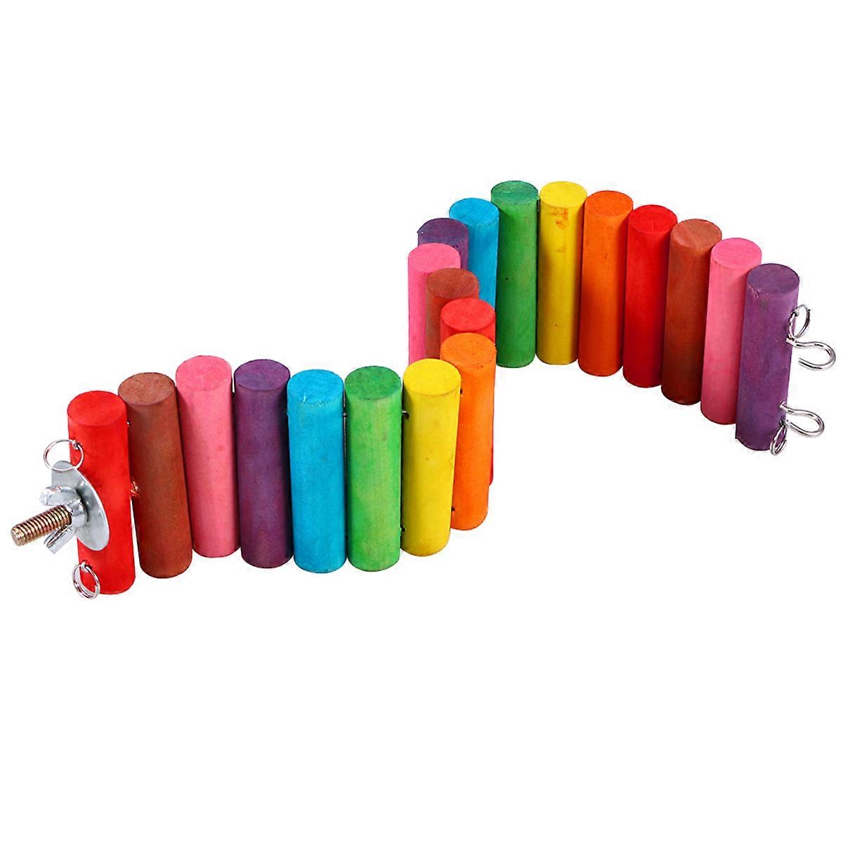 Colorful Wooden Seesaw Bridge Platform for Small Pets like Hamster Gerbil Squirrel Mouse Teeth Chew Toys 6*30cm