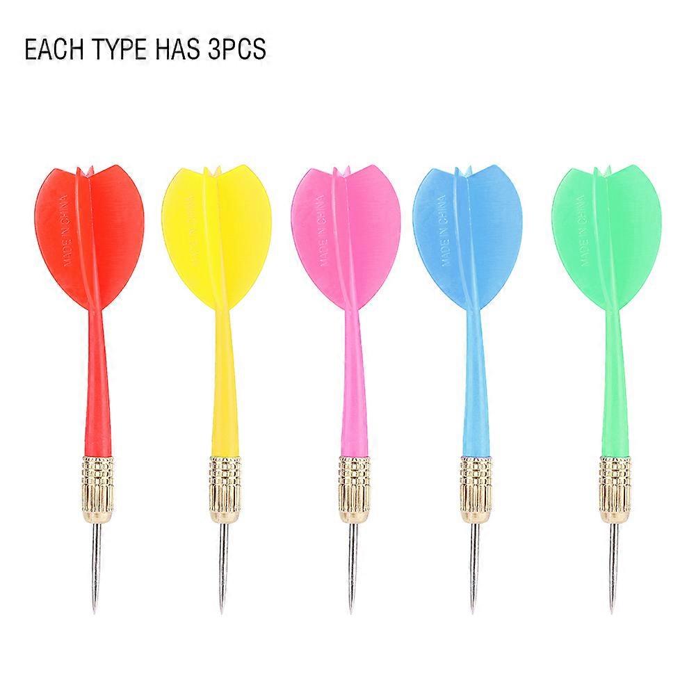 15Pcs Set Needle Tip Darts Barrel Colourful Darts Dart Red Yellow+Green Purple Blue