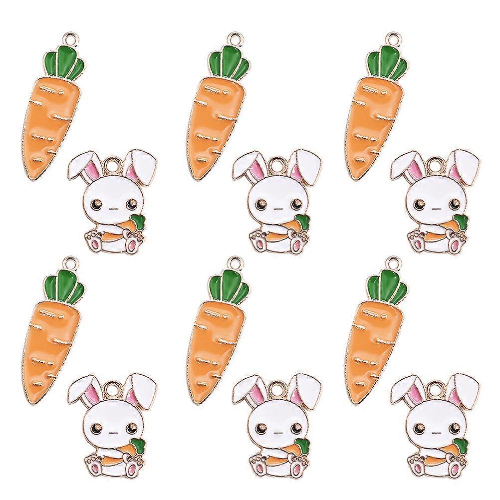 20pcs Creative Rabbit & Carrot Charms for DIY Earrings, Bracelets & Easter Decorations – Durable Jewelry Making Pendant Supplies for Handmade Gifts