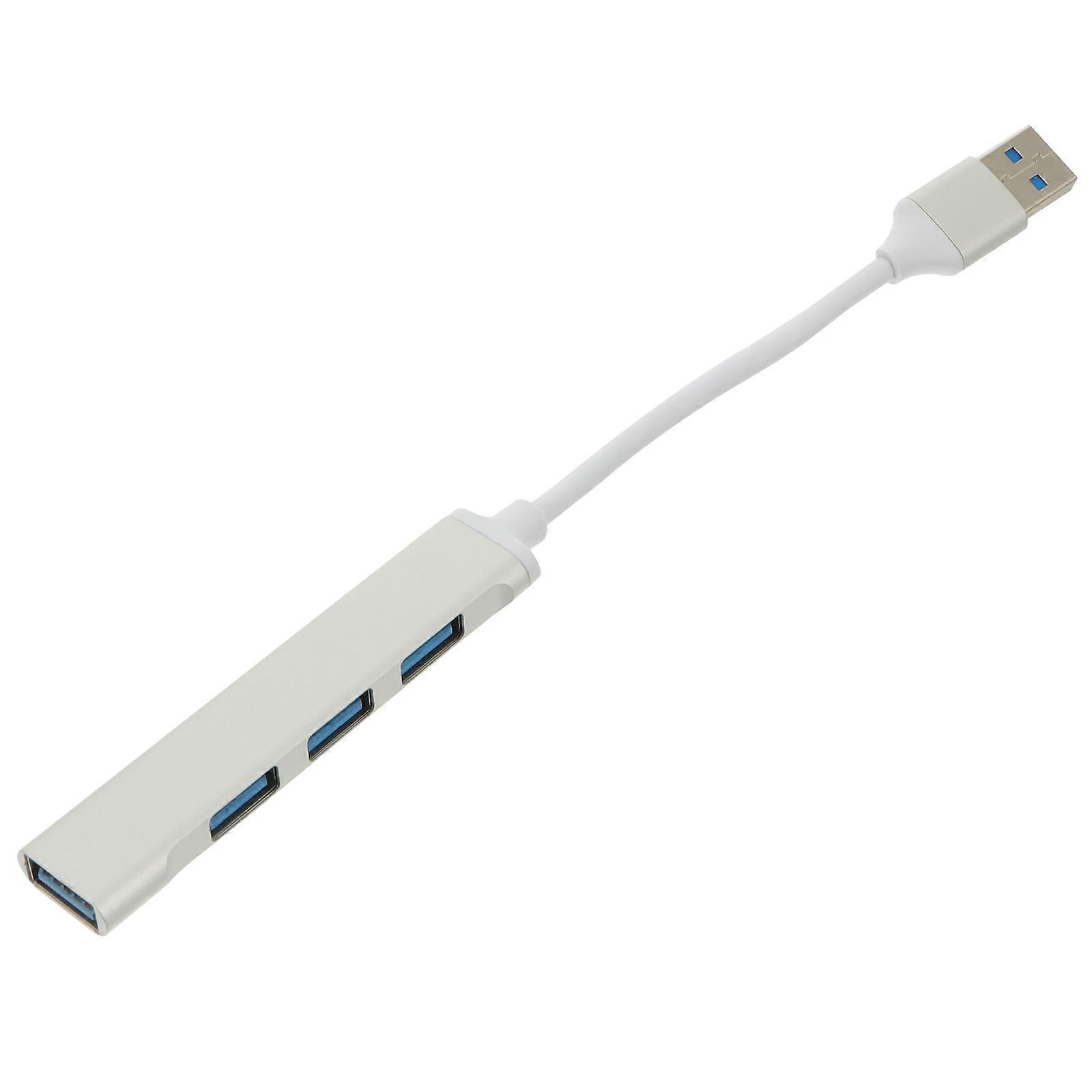 Durable Aluminum Alloy USB Hub for Computer with 4-Port USB3.0 Splitter Silver
