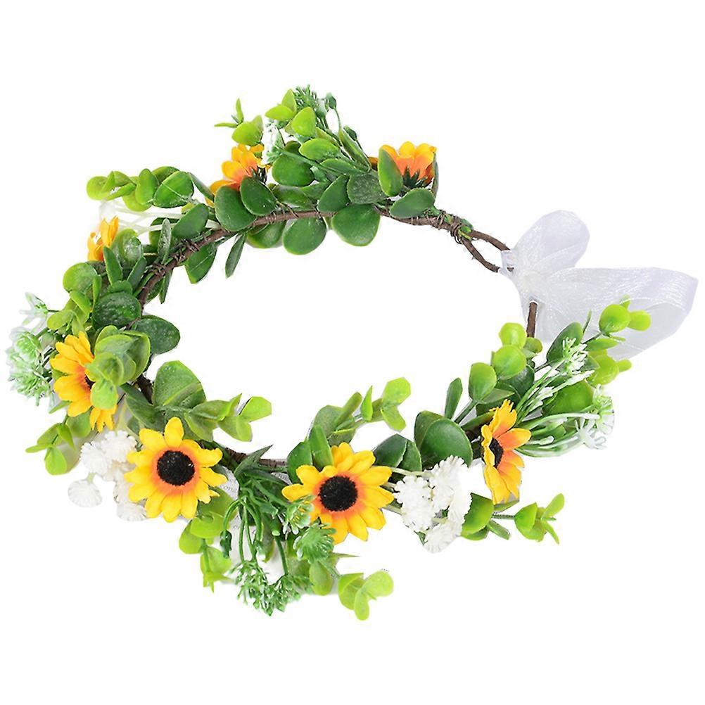 MLINS Floral Garland Headband Wedding Hair Accessory 1 Set Adjustable Artificial Flower Headband