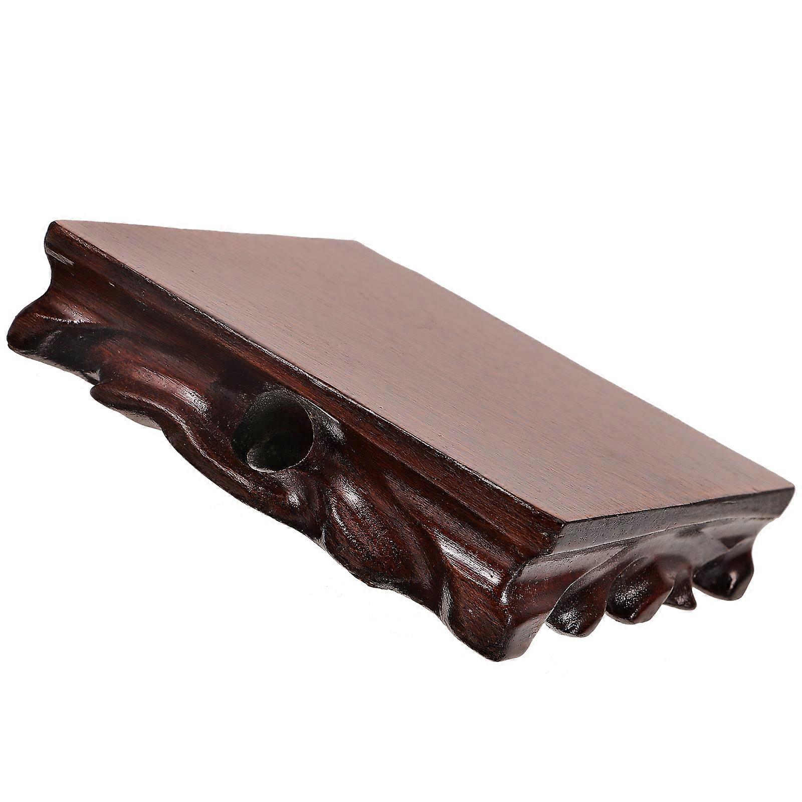 Wood Base 12cm Square Figurine Display Base Buddha Statue Stand Planter Riser