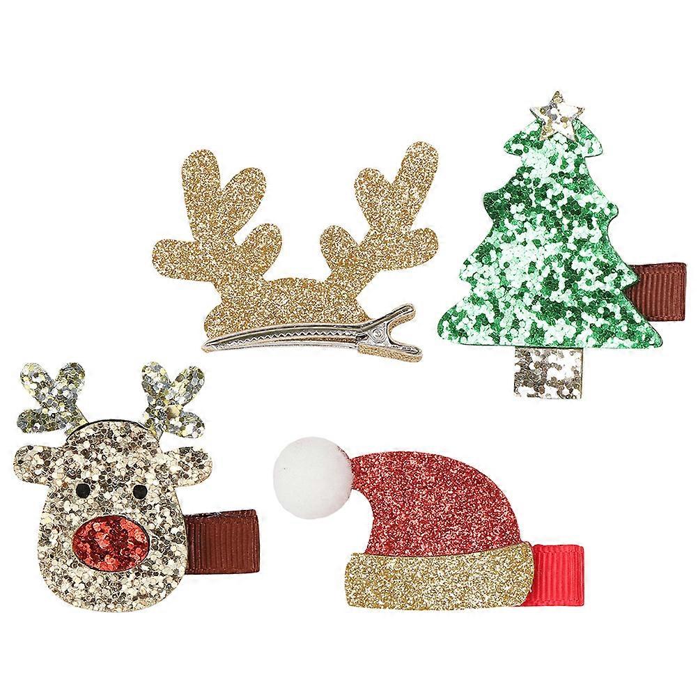 Christmas Kids Hairpins Assorted Color Premium Cloth Material for Decoration Lightweight Safe Durable 4Pcs