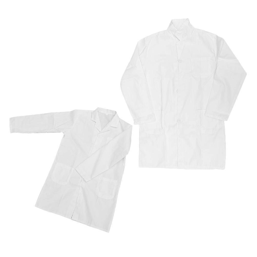 2Pcs White Kids Lab Coats Toddler Cosplay Costume For School Projects Size S Durable Design
