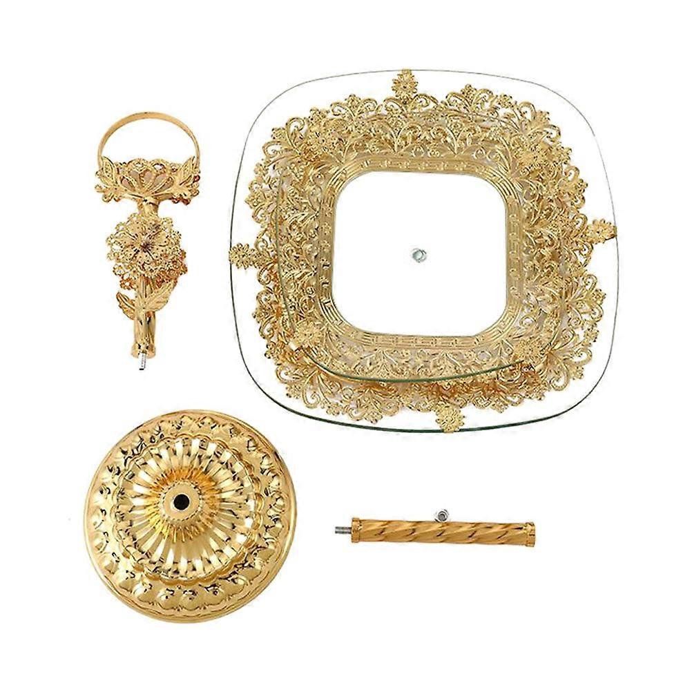 Functional Snack Holding Plate With A Wide Edge Design Suitable For Home Use Made From Glass In Stunning Gold 1Pcs