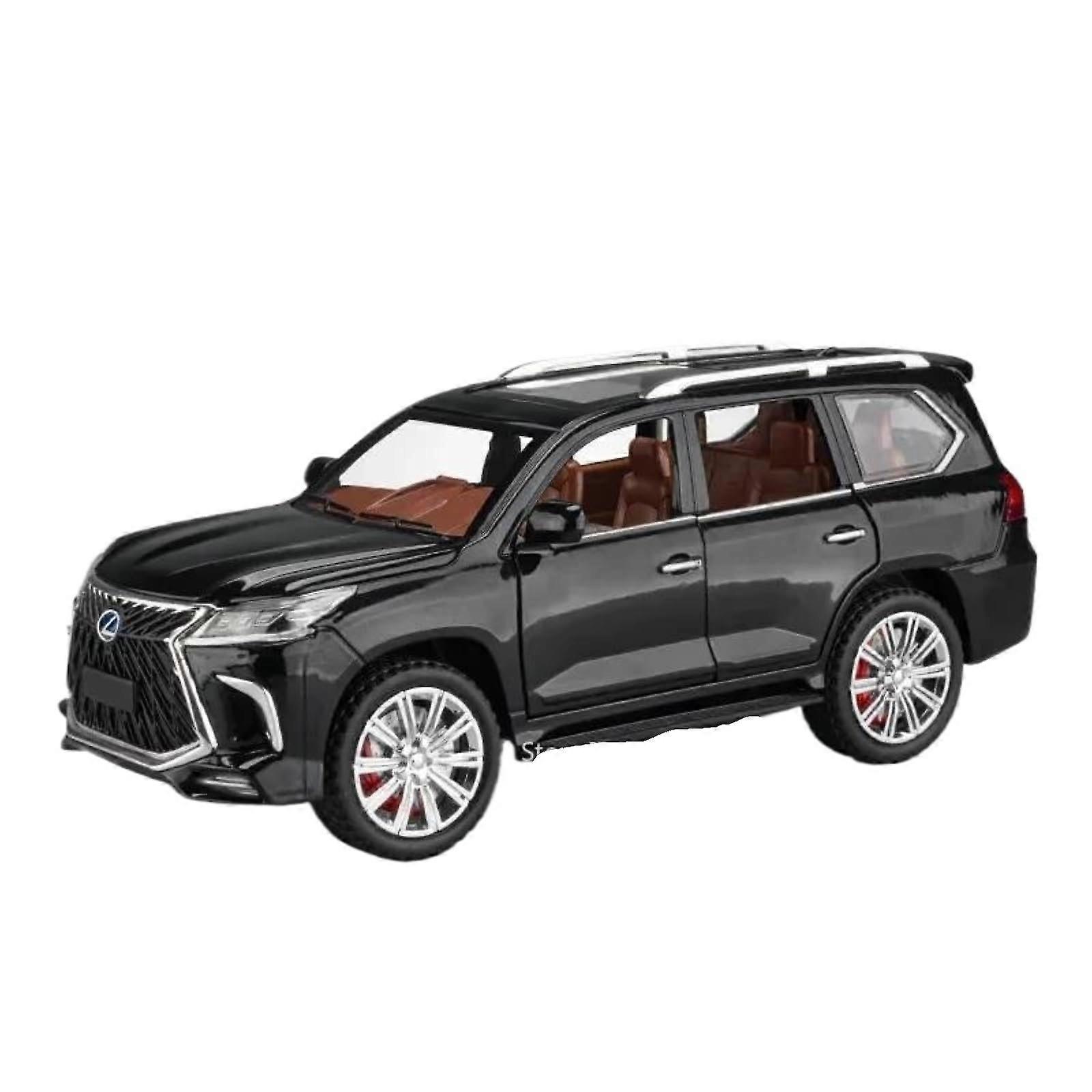 Diecast Car 1:24 for Lexus LX600 LX570 SUV Alloy Car Model Diecast Offroad Vehicle Simulation Sound and Light Miniature Car Model (LX570 Black)