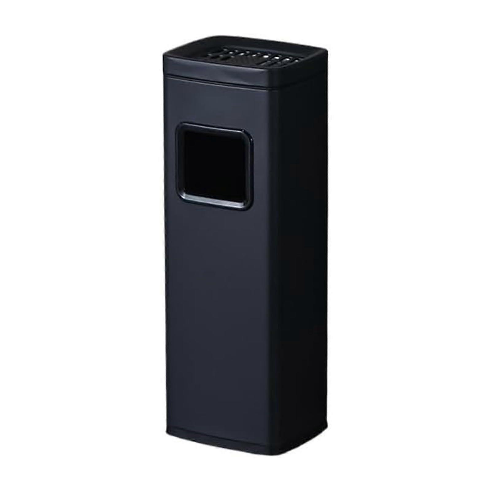 Hotel Ashtray, Vertical Ash Column, Stainless Steel Trash Can, Black Large
