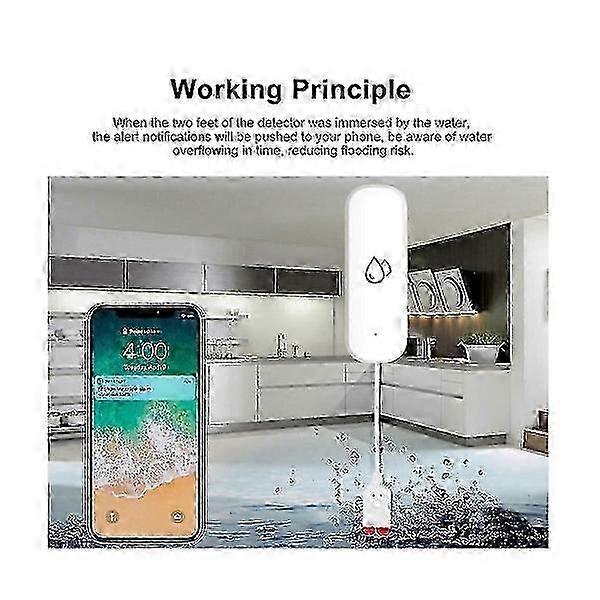 Tuya Water Leakage Sensor Detector WiFi Flood Sensor Home Security Alarm System