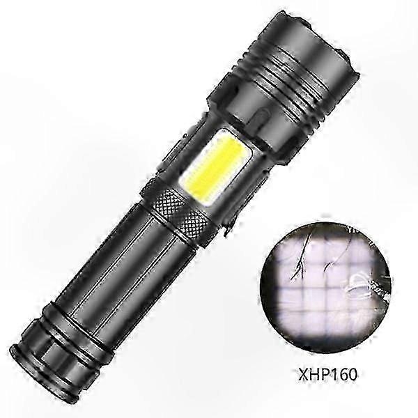 High-Intensity USB Rechargeable Red and White Light Tactical Flashlight with Side Lighting Capability, Suitable for Various Uses
