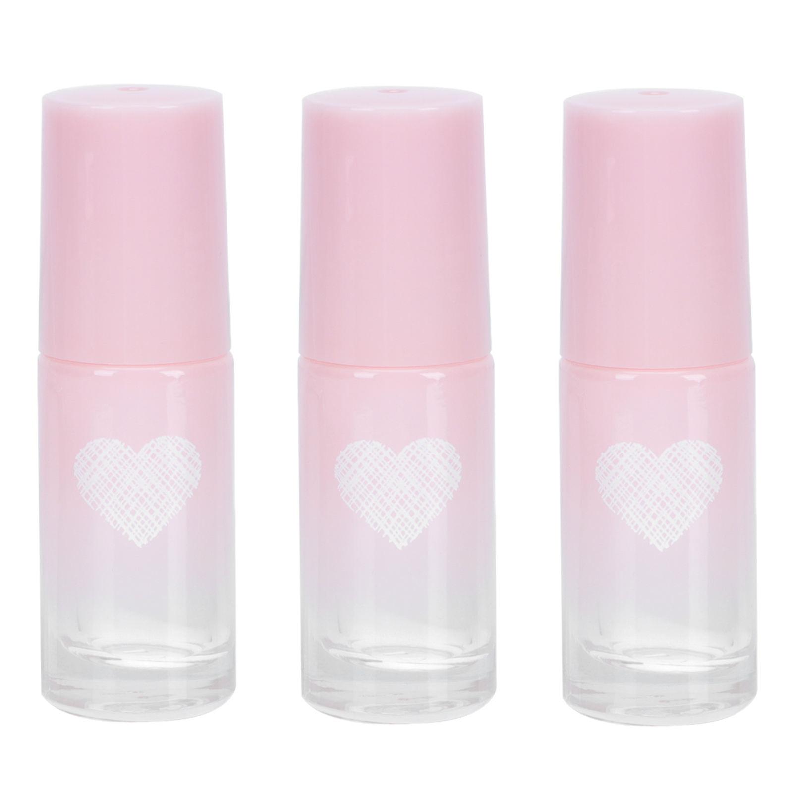 Essential Oils Roller Bottle Heart Shape Bottle Women Travel Use Glass Material Airtight 3Pcs