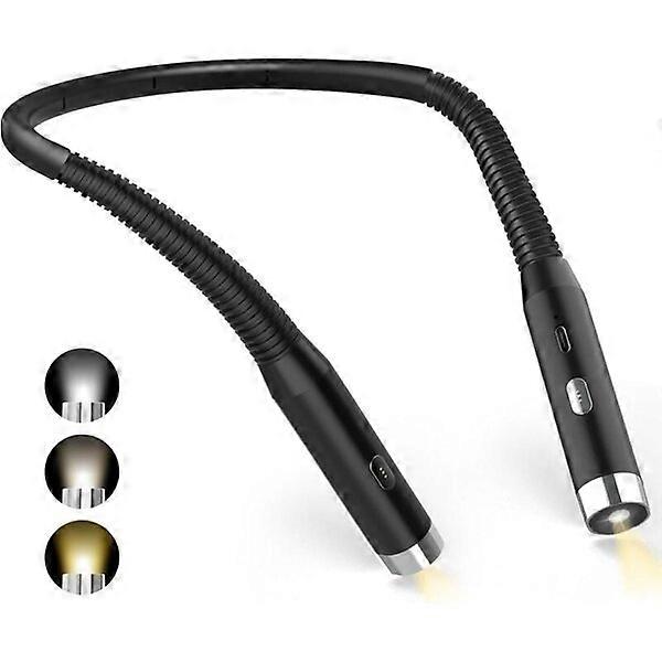 Neck reading light, rechargeable, 3 colors and 3 levels of brightness, 360° foldable