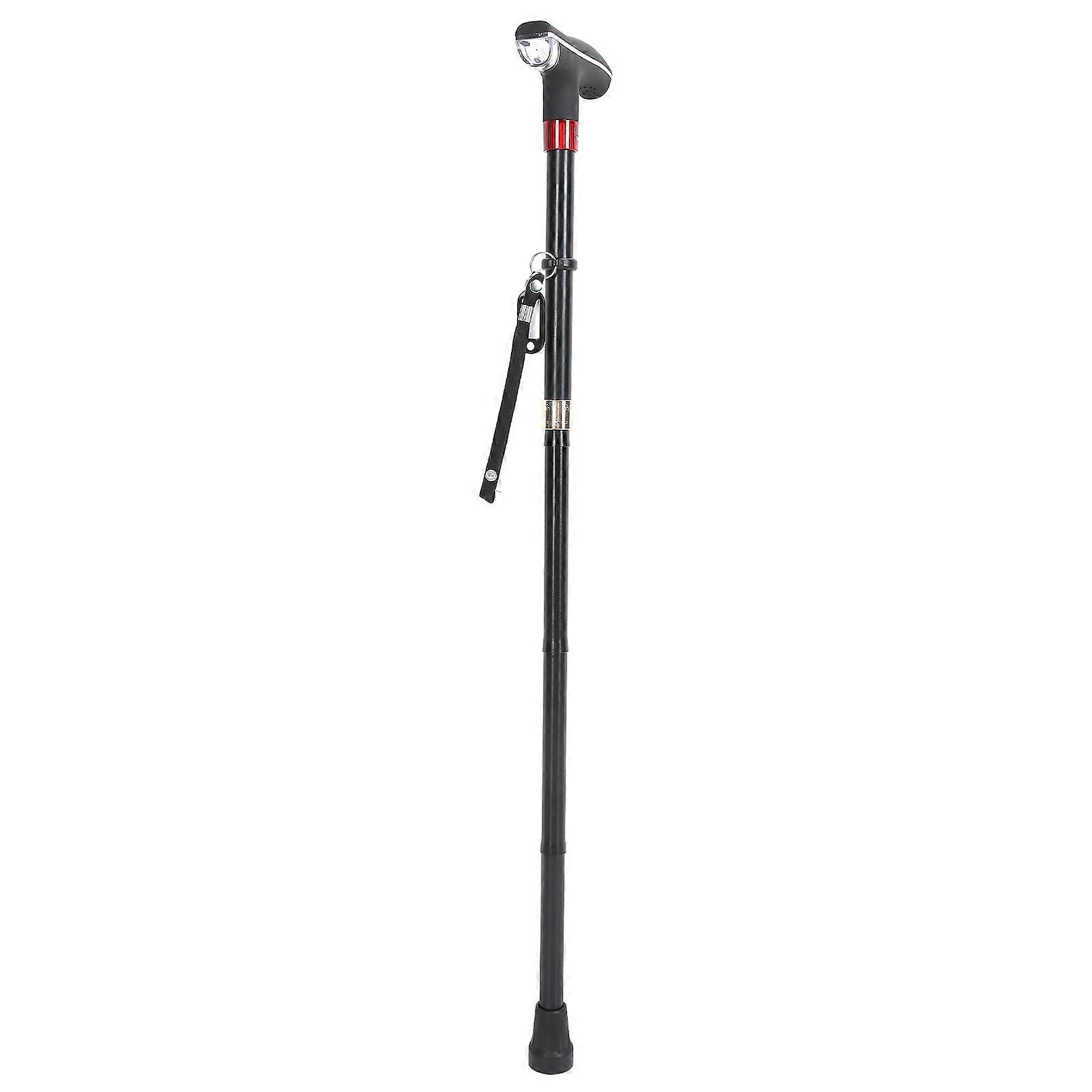 Folding Adjustable Waking Cane Elderly Hand Walking Standing Stick with Light Alarm