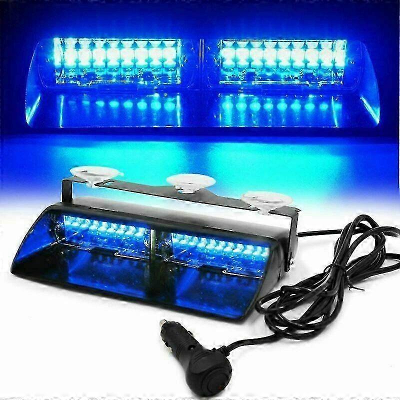 Blue Strobe Warning Light with 16 LEDs - Waterproof Flash for Vehicles 12-24V