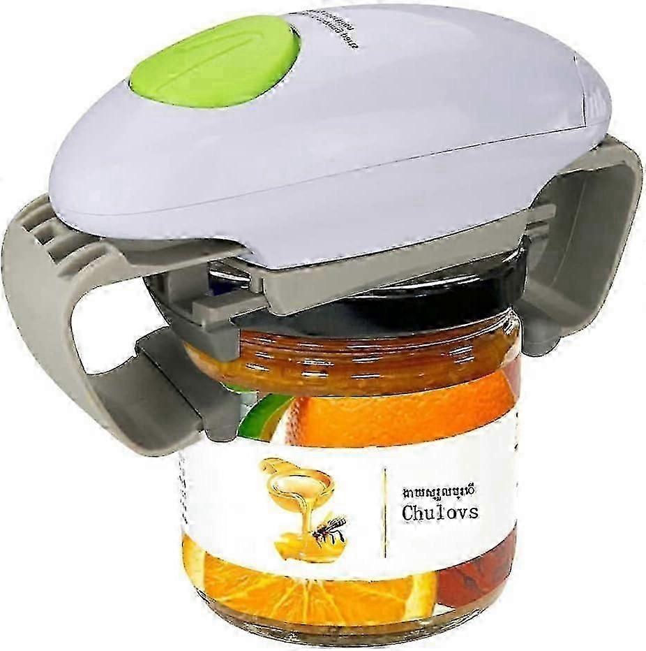 Electric Jar Opener, Kitchen Gadget Strong Tough Automatic Jar Opener for Free Jar Opener with Less Effort to Open (White)