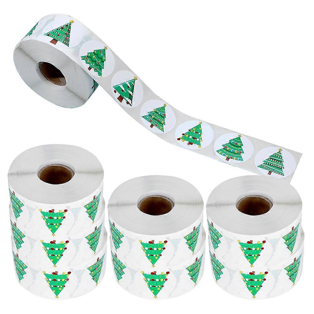 8 Rolls Christmas Tree Stickers   Self Adhesive Present Tag Labels for Cards & Envelopes