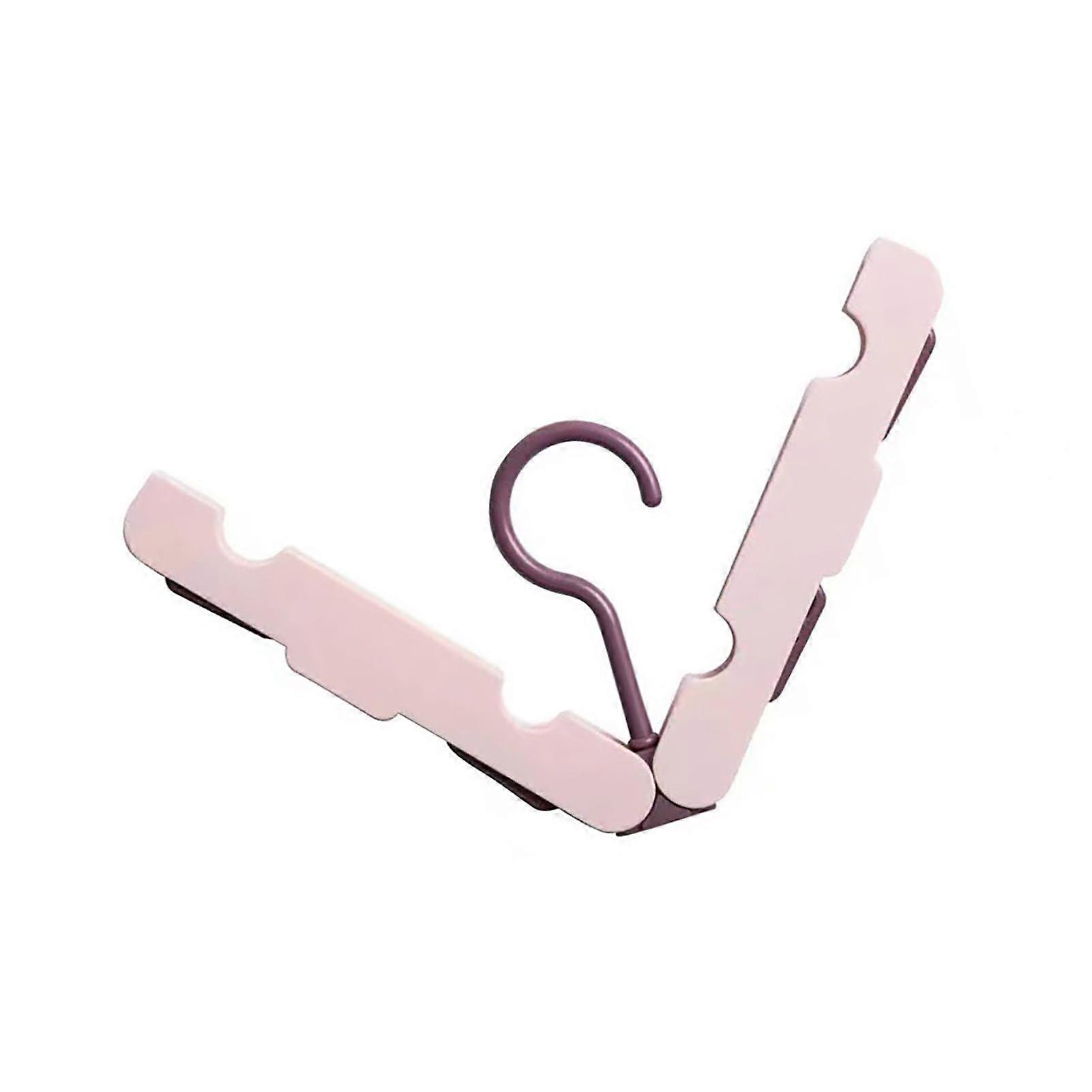 Foldable Travel Hanger Portable Clothes Hanger Rack with Clips, Durable for Home, Travel, Dorm (3) Pink