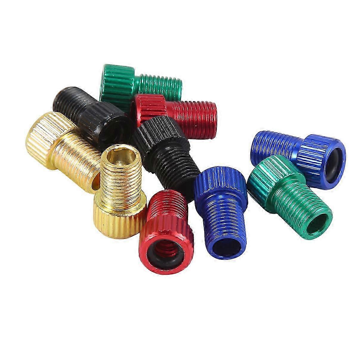 Improved Presta to Schrader Valve Adapter Converter for Bicycle Tires (10 Pcs, Multicolor)