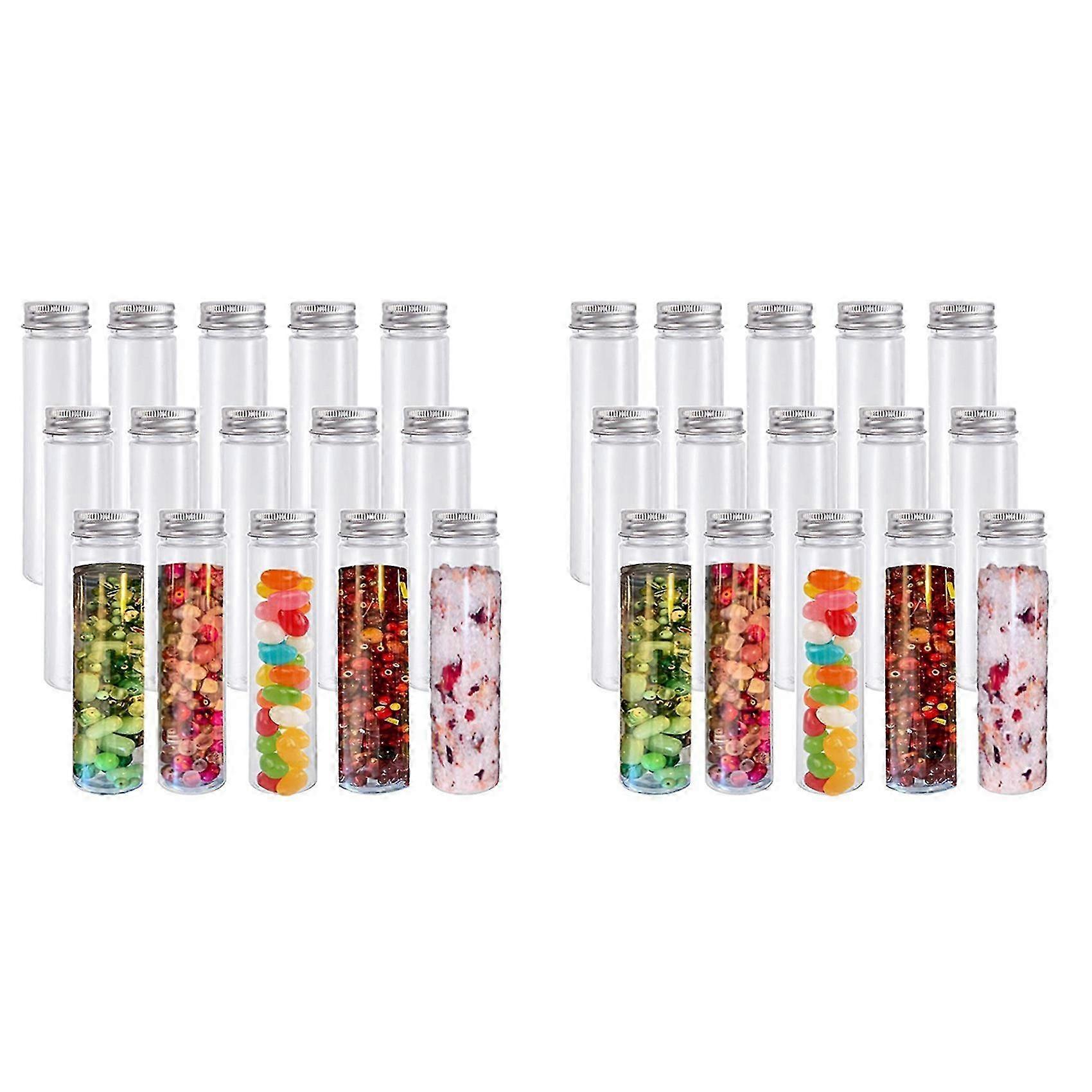 30Pcs Clear Flat Plastic Test Tubes with Screw Caps - 110Ml Size for Beans and Other Uses