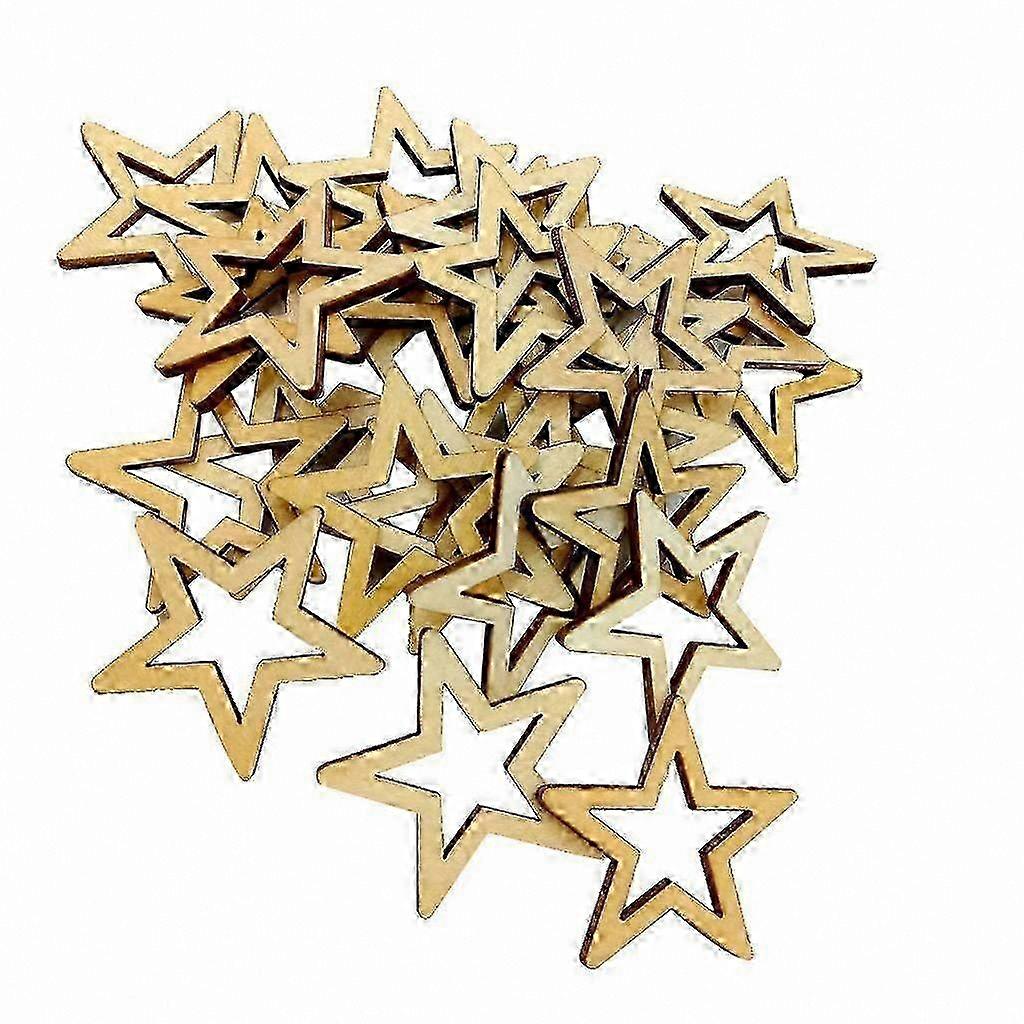 30-Pack 40mm Natural Wood Star Cutouts for Crafting and Decoration Projects