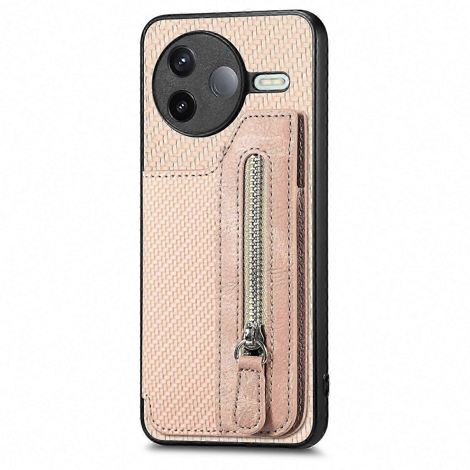 Leather Zipper Wallet Case for Poco F7 Pro 5G, PC+TPU Protective Phone Cover