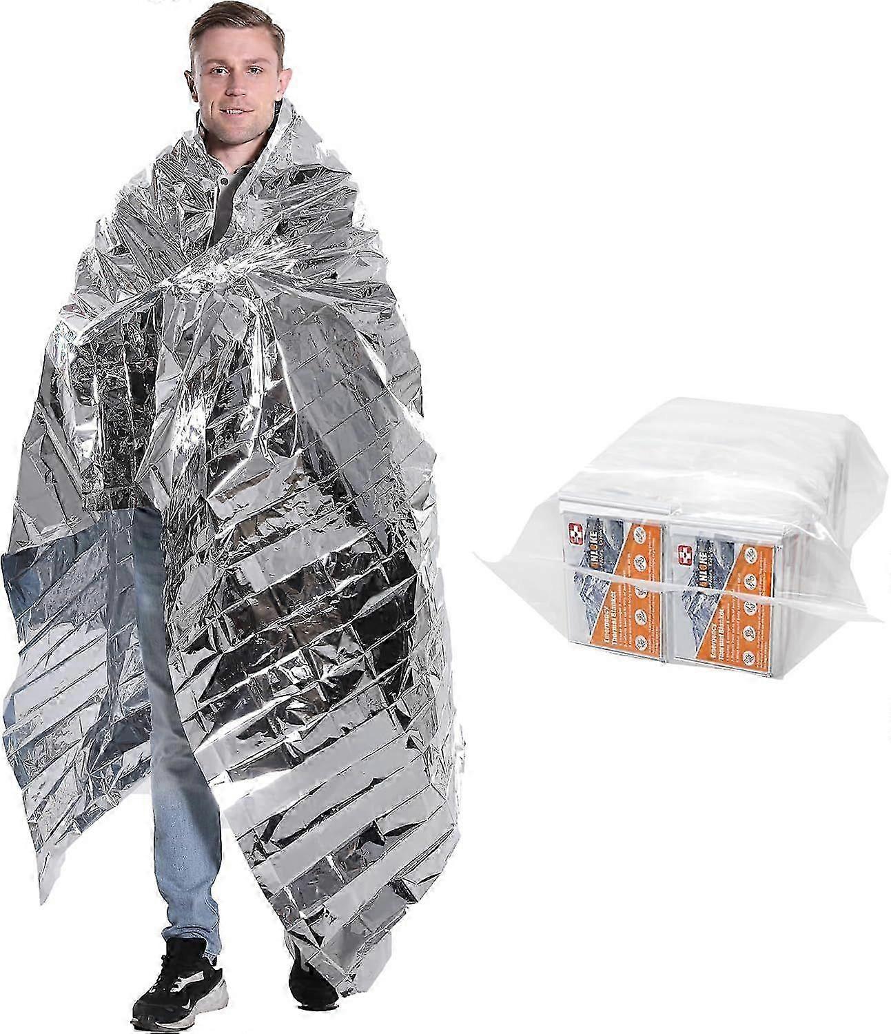 2025 Latest Model Emergency Blankets Mylar Thermal Blanket-(50 Pack) of Gigantic Space Bl
