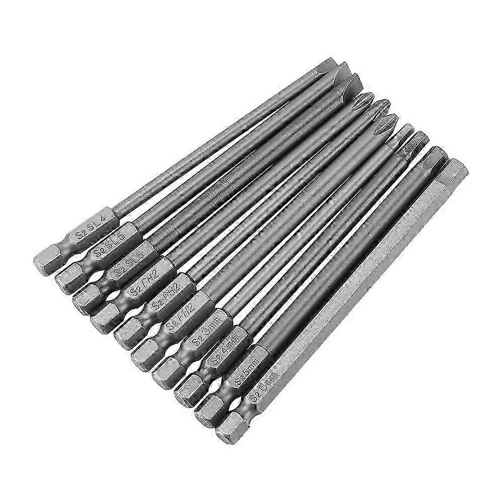 High quality 10PC bit set 100mm long (slotted + Phillips + hexagonal) BST