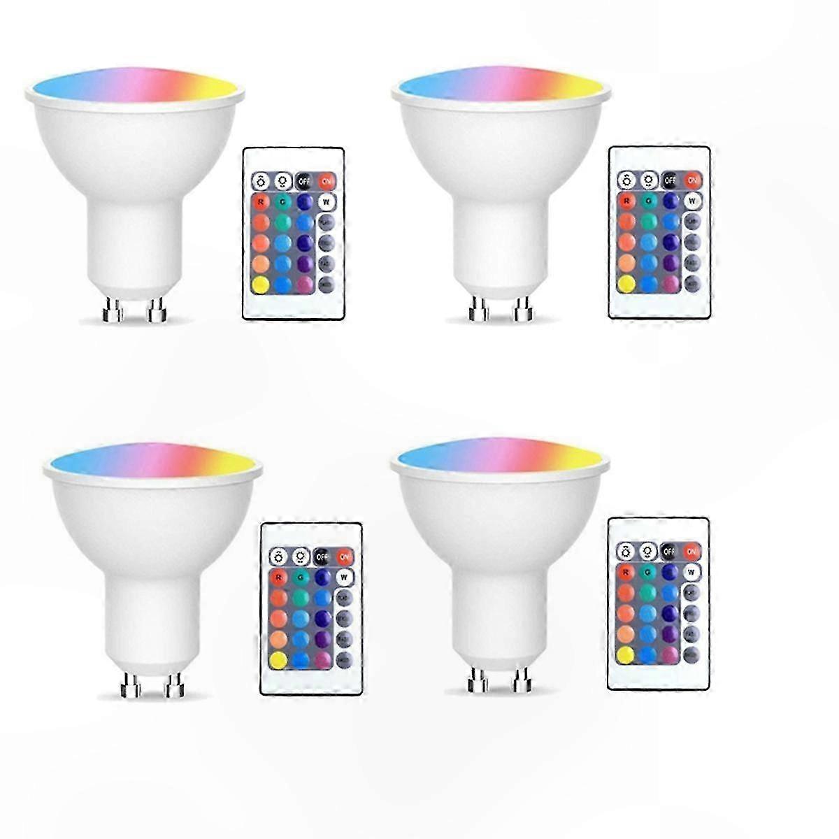 4pcs GU10 LED Bulbs with Remote Control, 17 Color Options and 4 Dynamic Modes, Memory Function for Adjustable Spot Lighting