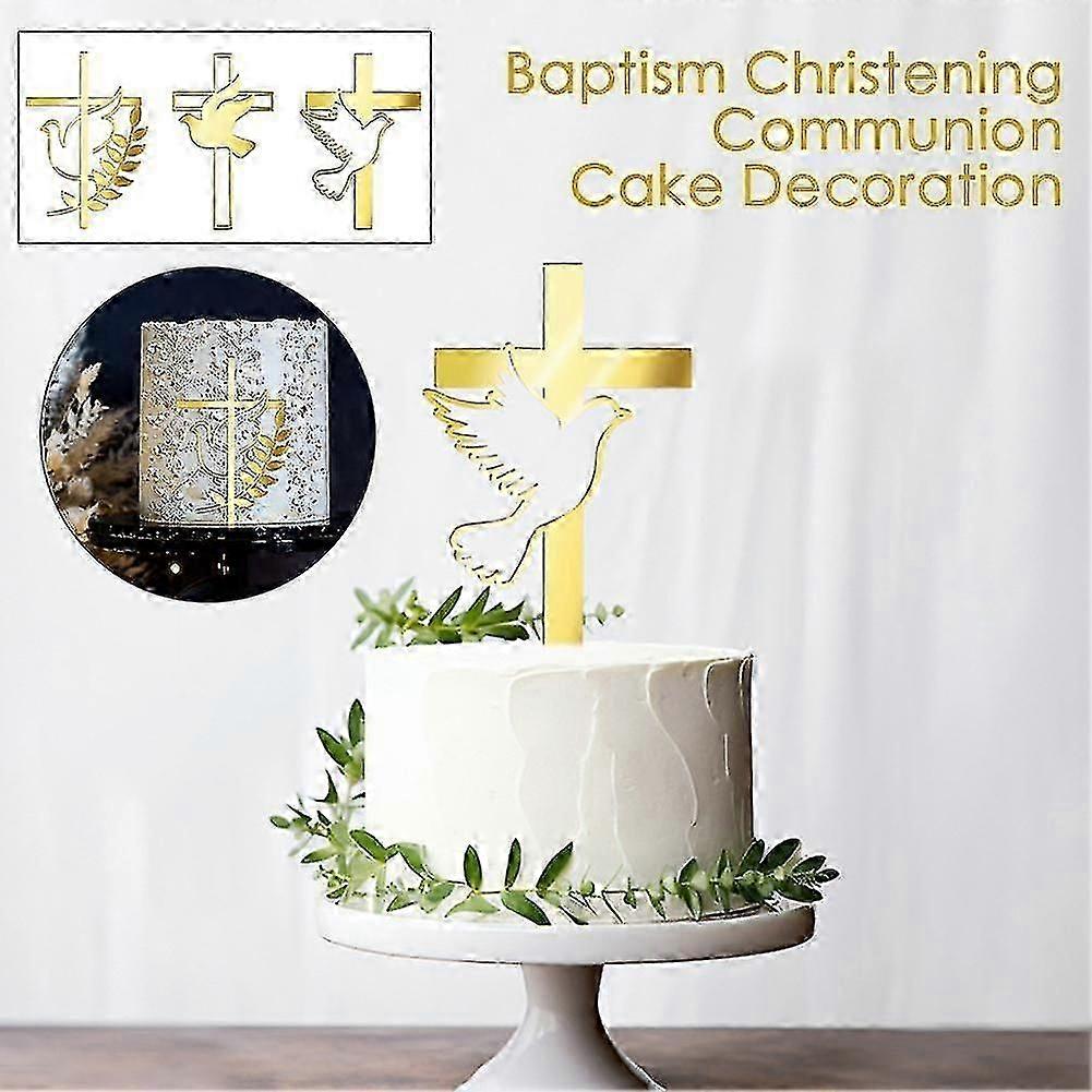 Acrylic Cake Topper Dove Cross Cake Toppers Baptism Cake Decorations