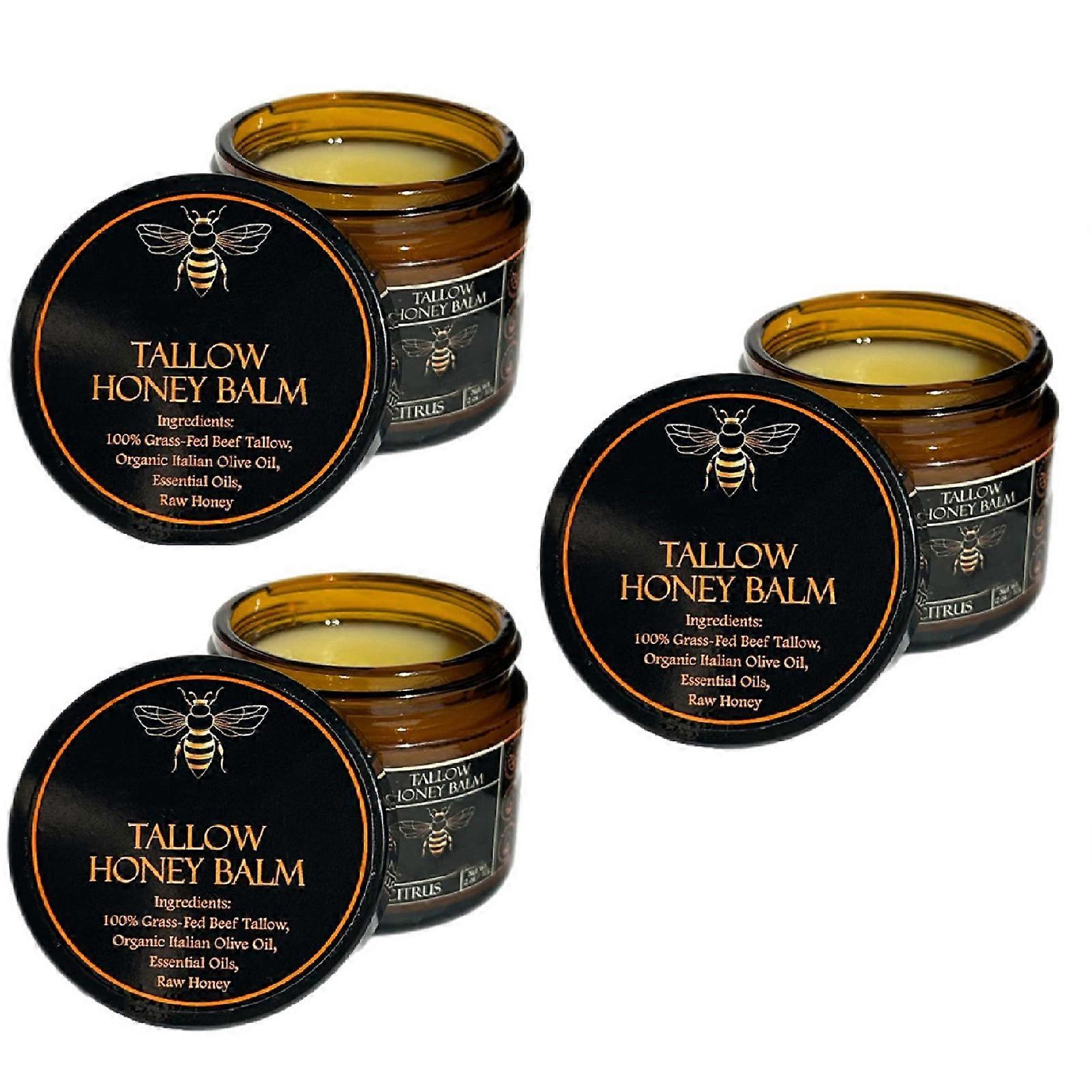 1-3pcs 有機牧草で育てられた牛脂バーム、生蜂蜜 100g