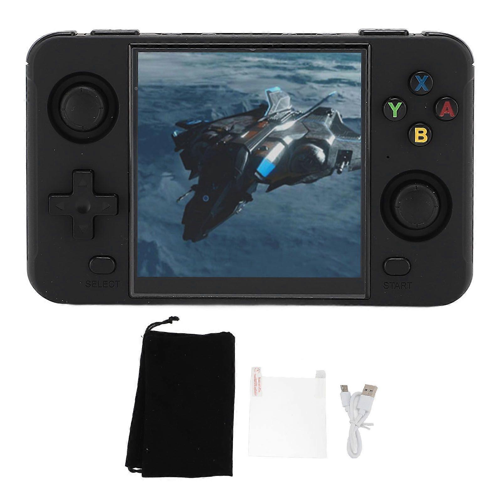 Handheld Retro Game Console 4 Inch IPS Screen Open Source Portable Video Game Console with 2 Small Memory Cards for Kids Black 16G and 128G