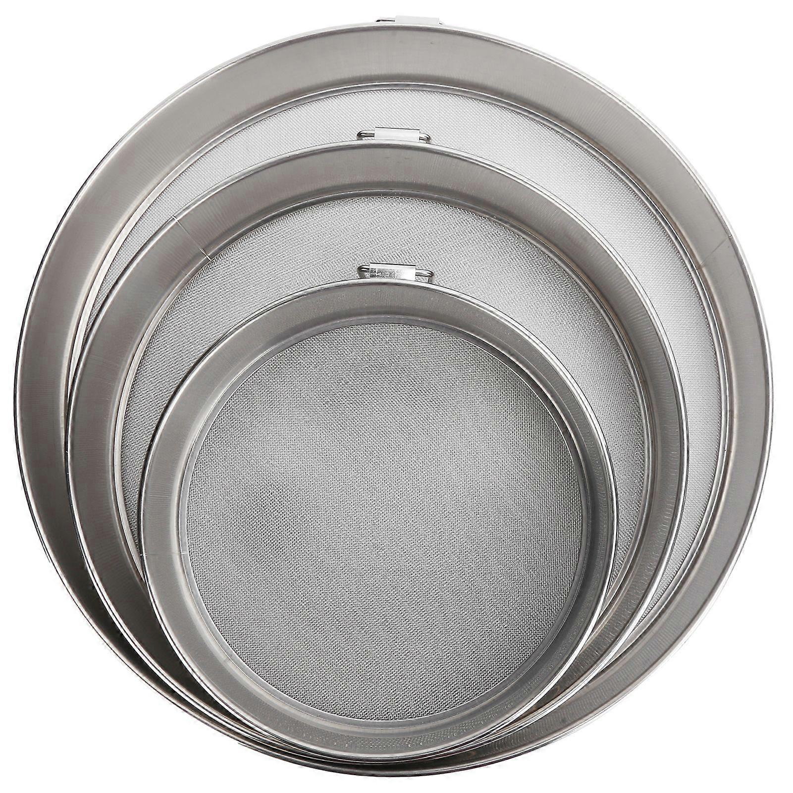 3Pcs Flour Sieve Set 304 Stainless Steel Round Flour Powder Filter Sifter Baking Utensil