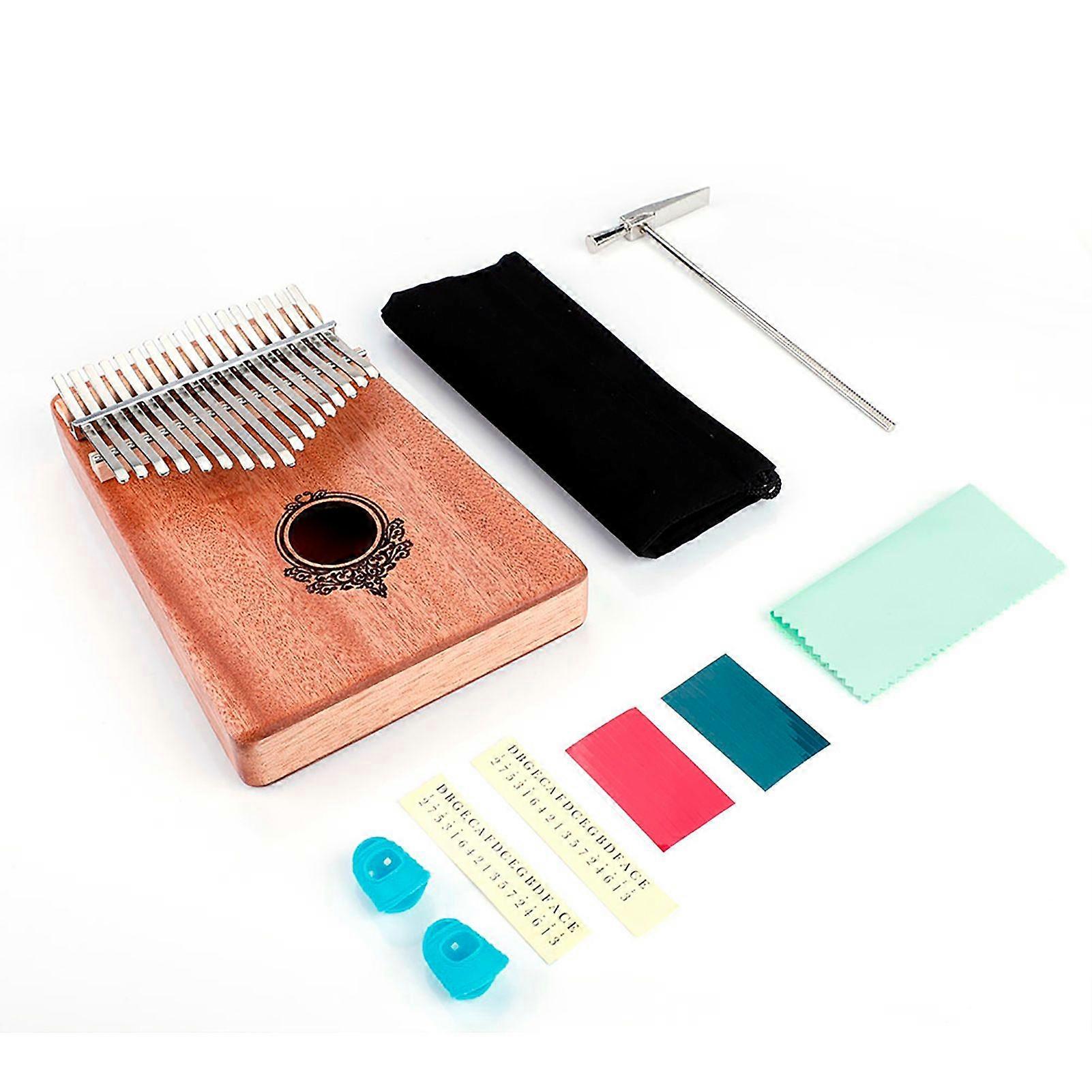 17-مفتاح Kalimba المحمولة الإبهام بيانو الماهوجني الجسم الخشبي آلة موسيقية (Burlywood)