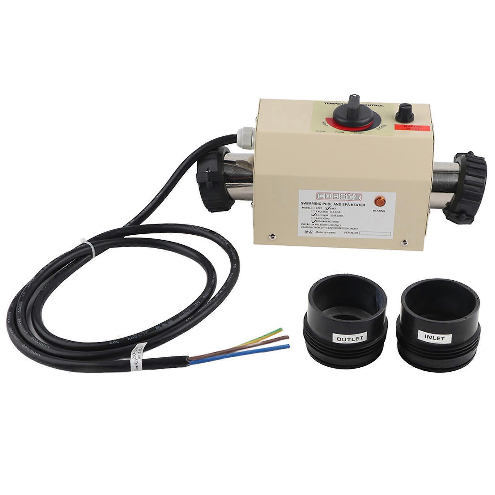 Mini thermostat de chauffe-eau 3 kW pour piscine, baignoire de massage, spa, norme UE 220 V