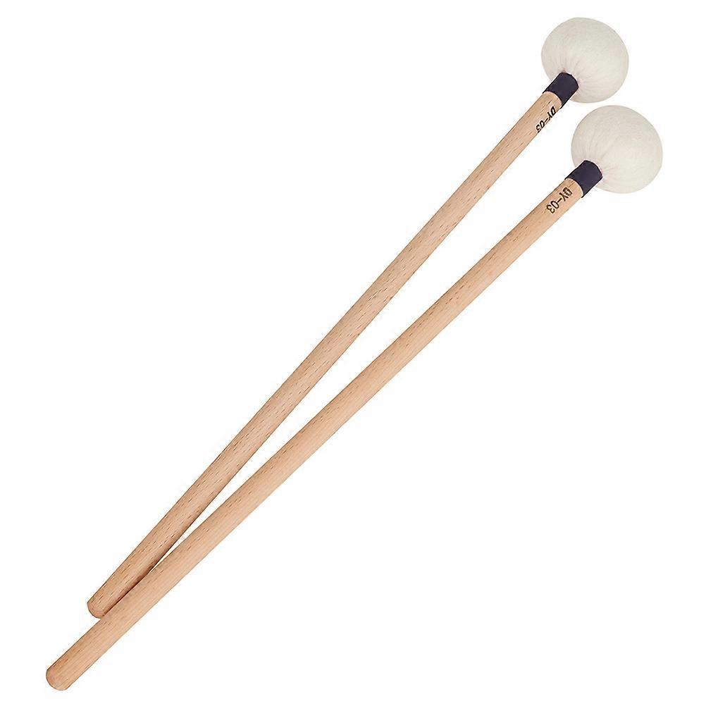 Percussion Instrument Drumstick Felt Head with Wood Handle 2Pcs Pack
