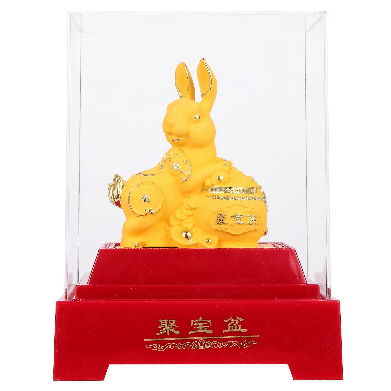 Gold Rabbit Statue for Decor Multi Color Resin Rabbit Year Ornament